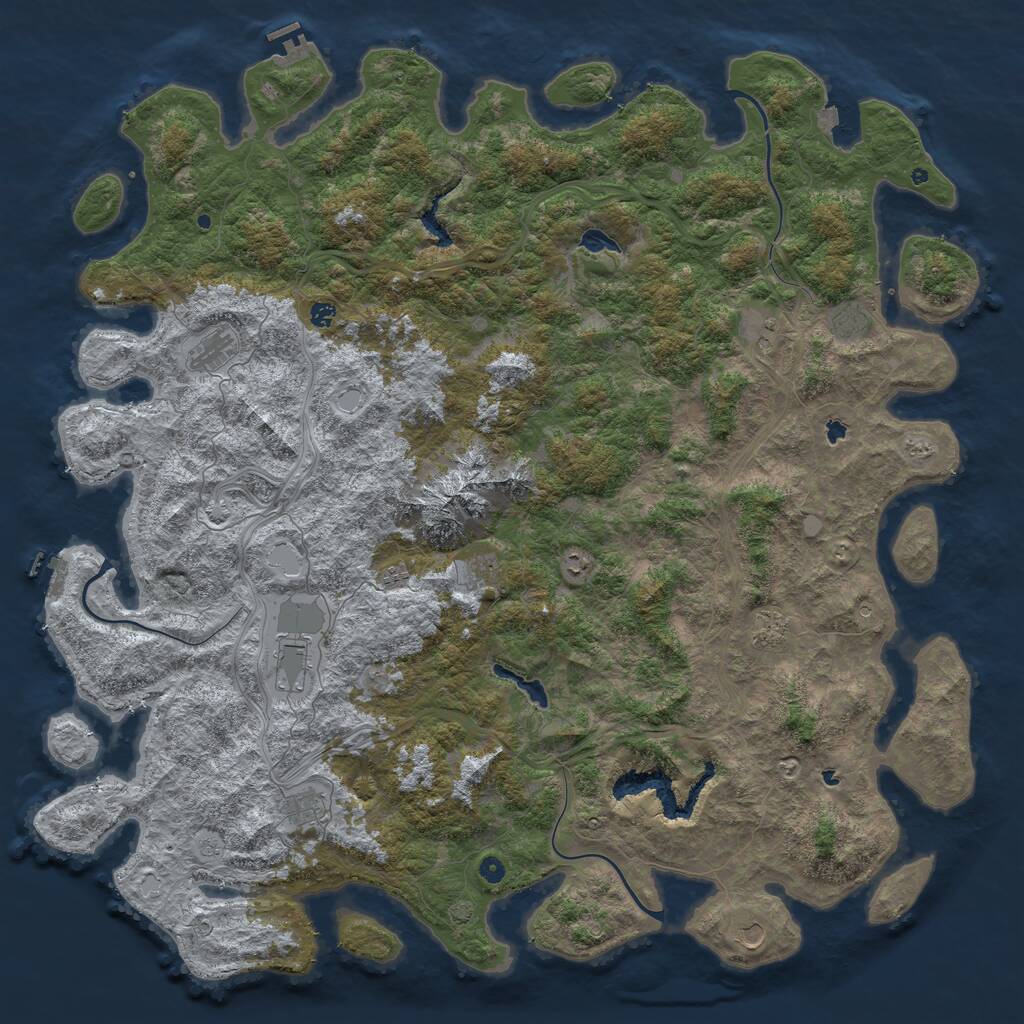 Rust Map: Procedural Map, Size: 6000, Seed: 8473021, 17 Monuments