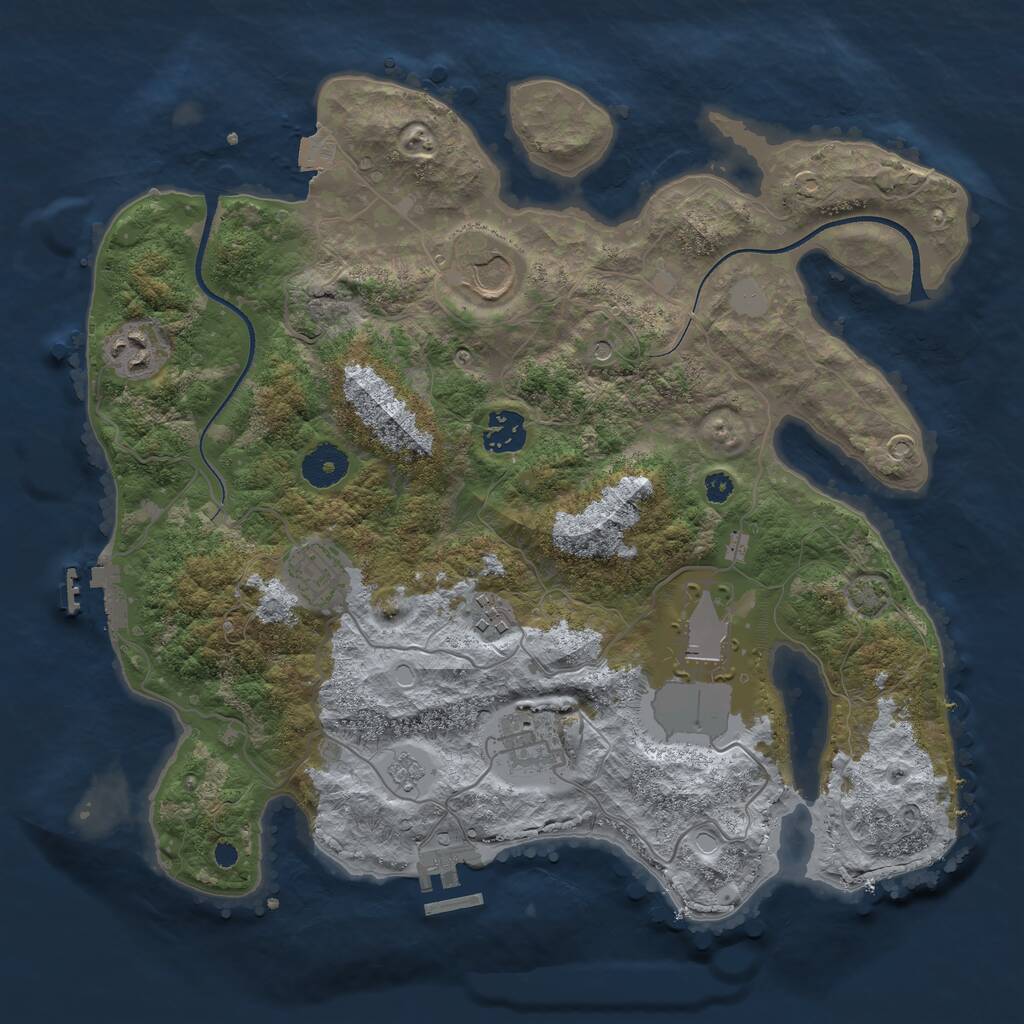 Rust Map: Procedural Map, Size: 3500, Seed: 786527663, 13 Monuments