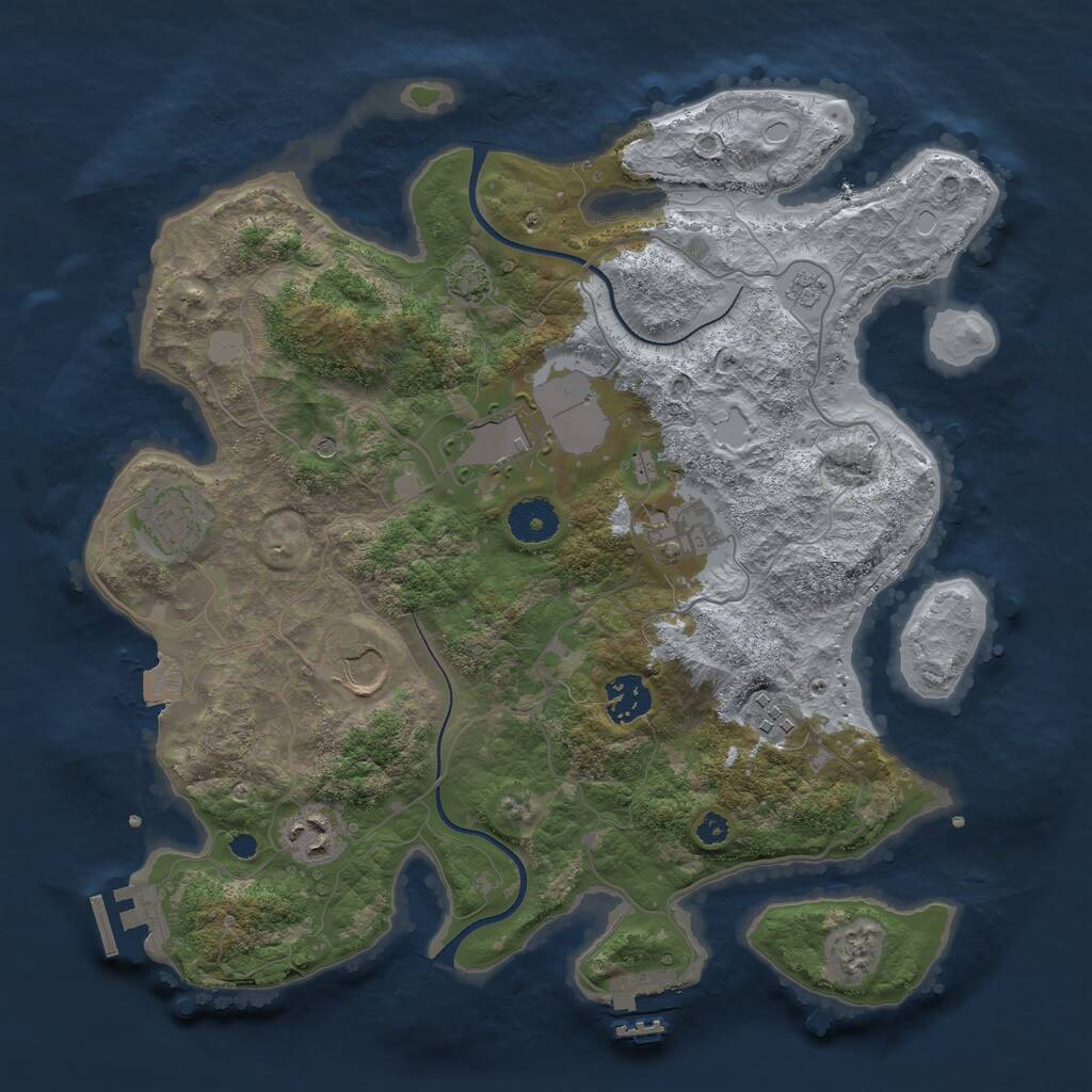 Rust Map: Procedural Map, Size: 3500, Seed: 17546945, 13 Monuments