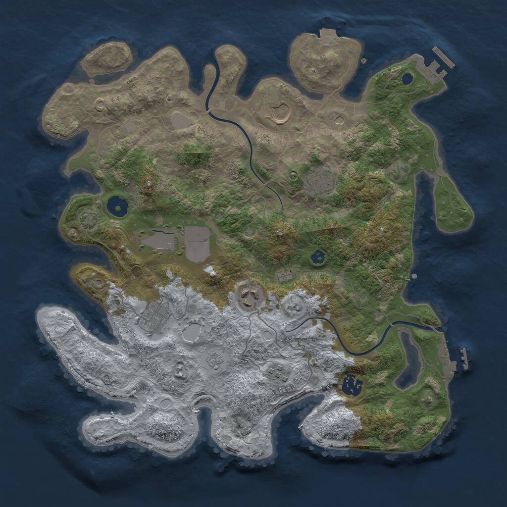 Rust Map: Procedural Map, Size: 3650, Seed: 12341430, 13 Monuments
