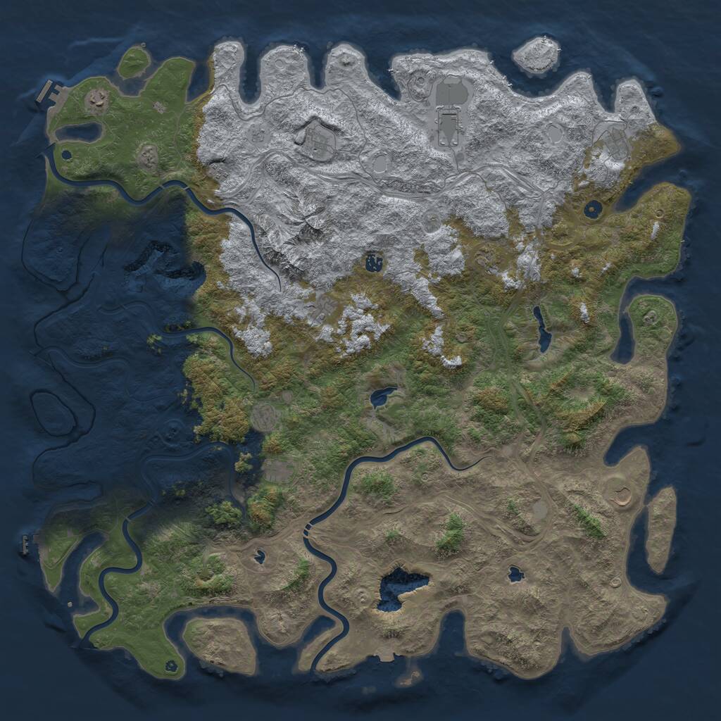 Rust Map: Procedural Map, Size: 6000, Seed: 52771, 17 Monuments