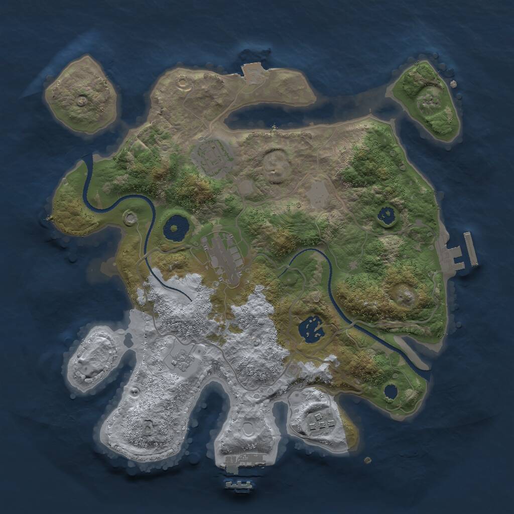 Rust Map: Procedural Map, Size: 3000, Seed: 49803, 8 Monuments