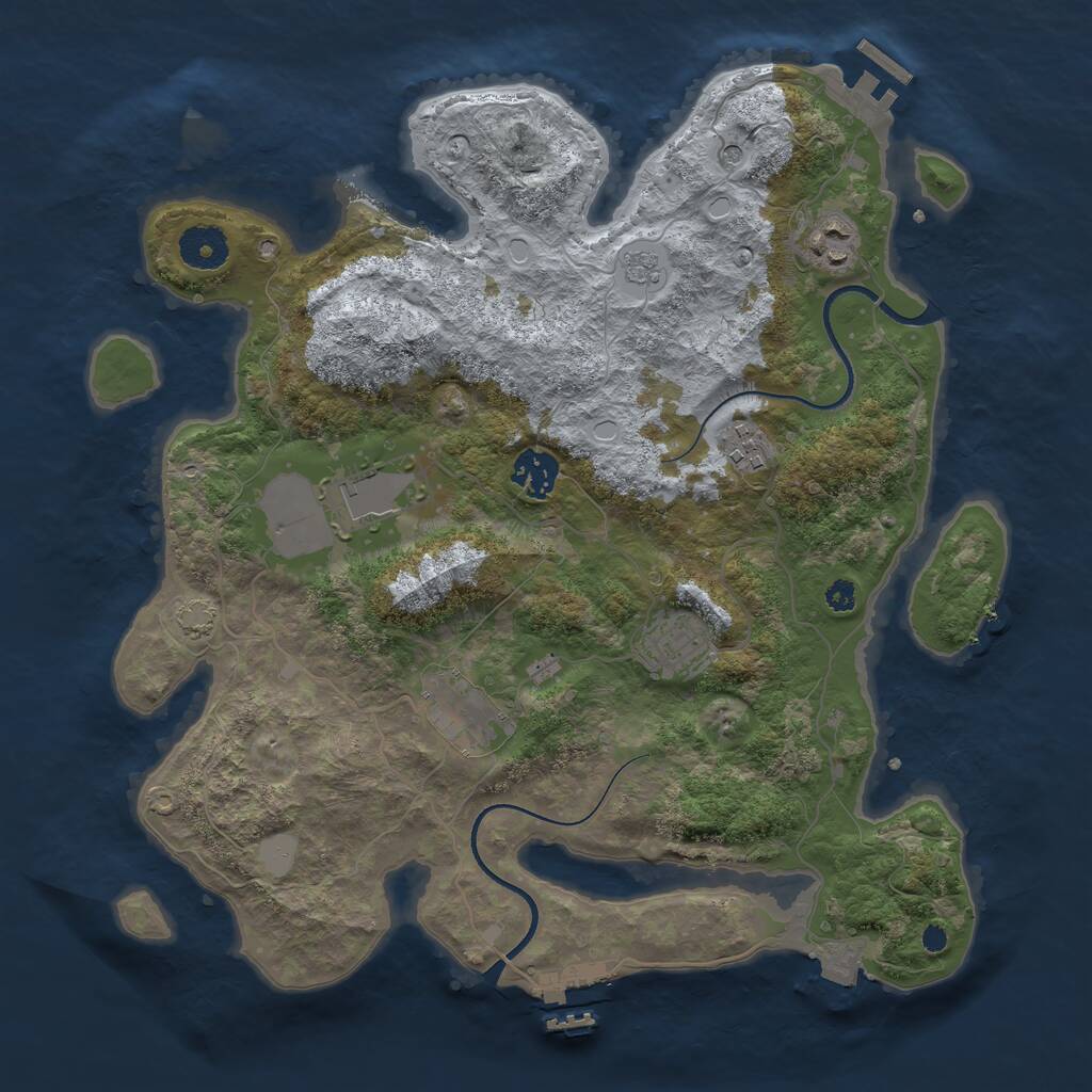 Rust Map: Procedural Map, Size: 3500, Seed: 49995, 12 Monuments