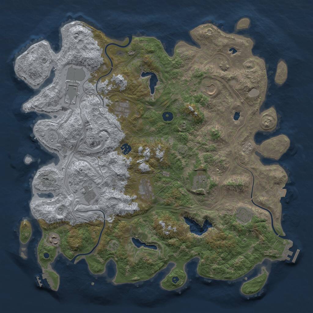 Rust Map: Procedural Map, Size: 4500, Seed: 26726, 16 Monuments