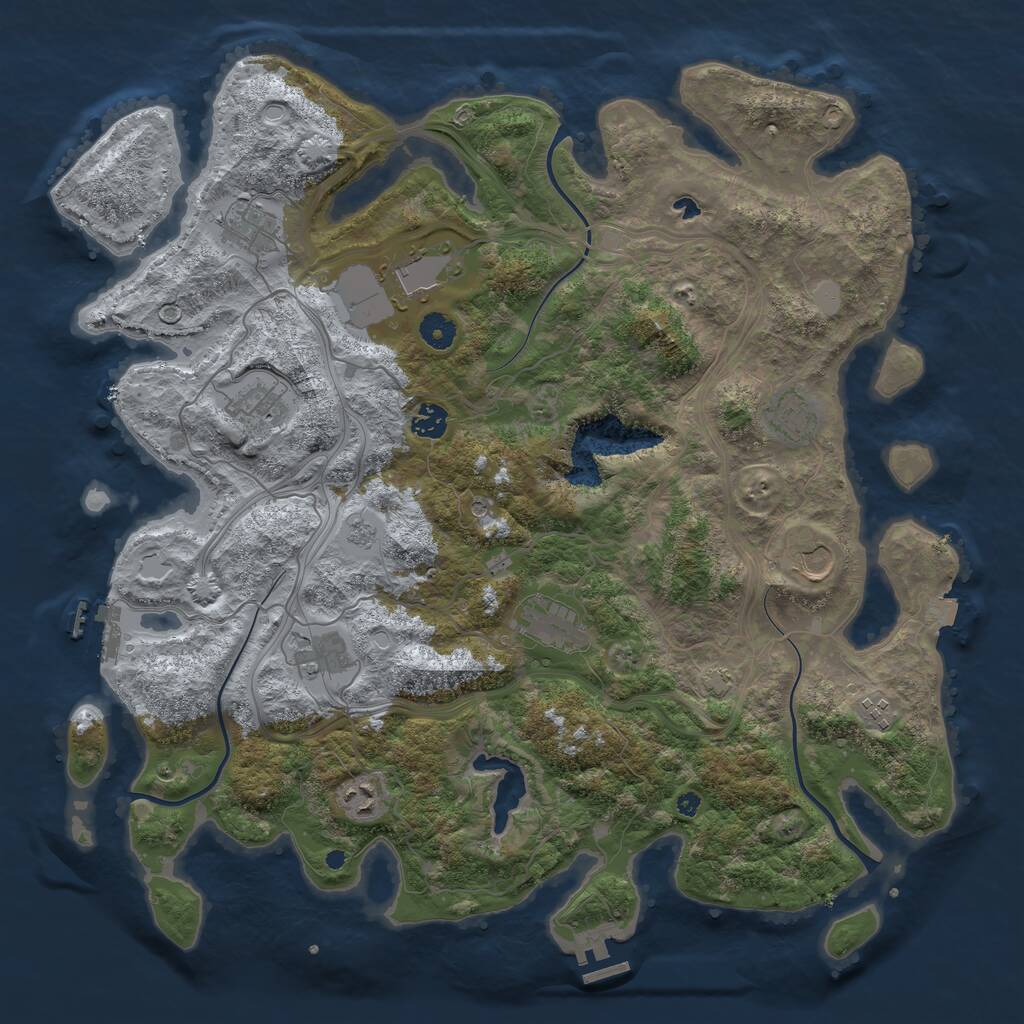 Rust Map: Procedural Map, Size: 4300, Seed: 26726, 16 Monuments
