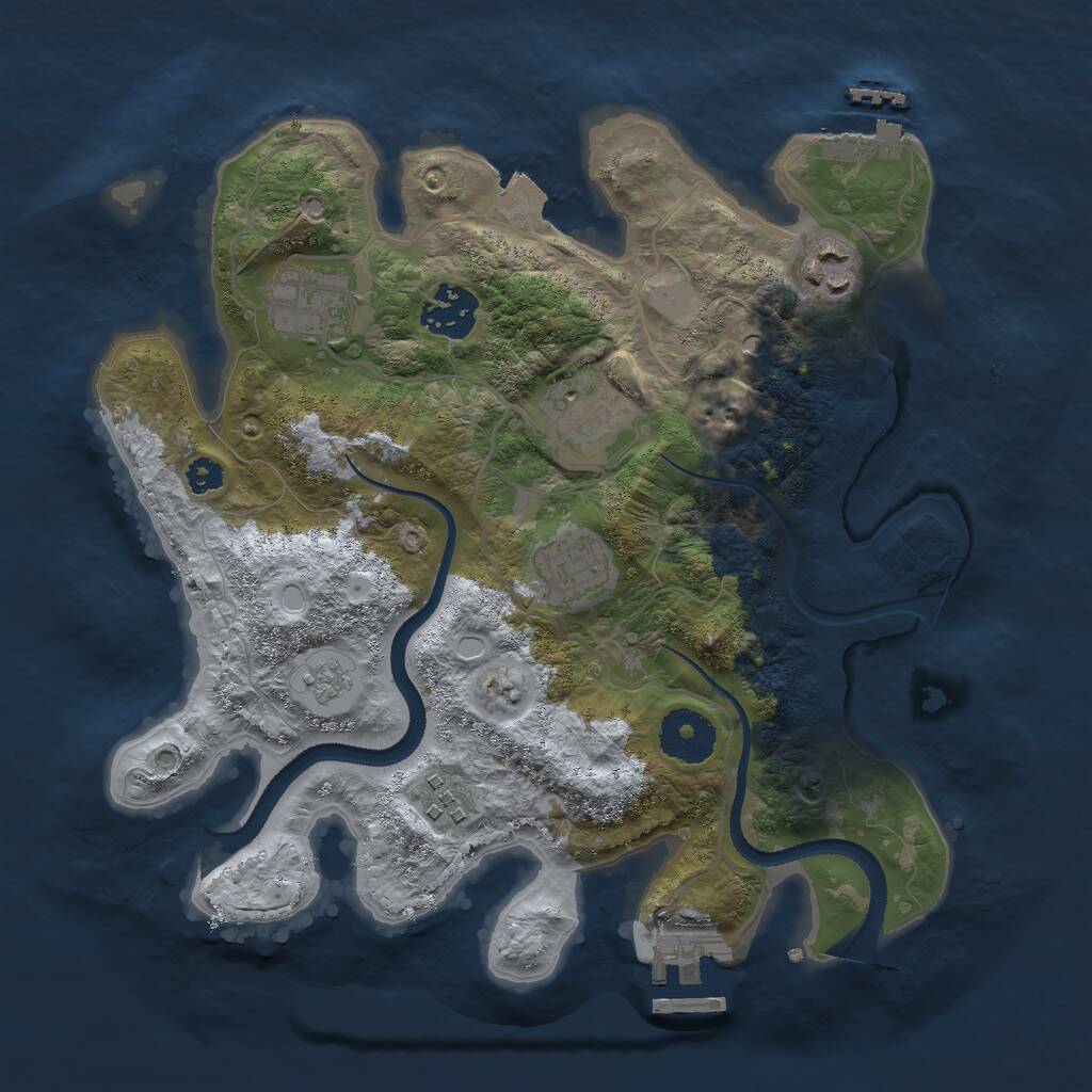 Rust Map: Procedural Map, Size: 3000, Seed: 1563540995, 11 Monuments