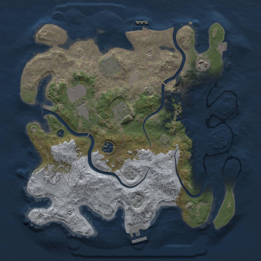 Rust Map: Procedural Map, Size: 3500, Seed: 683877864, 13 Monuments