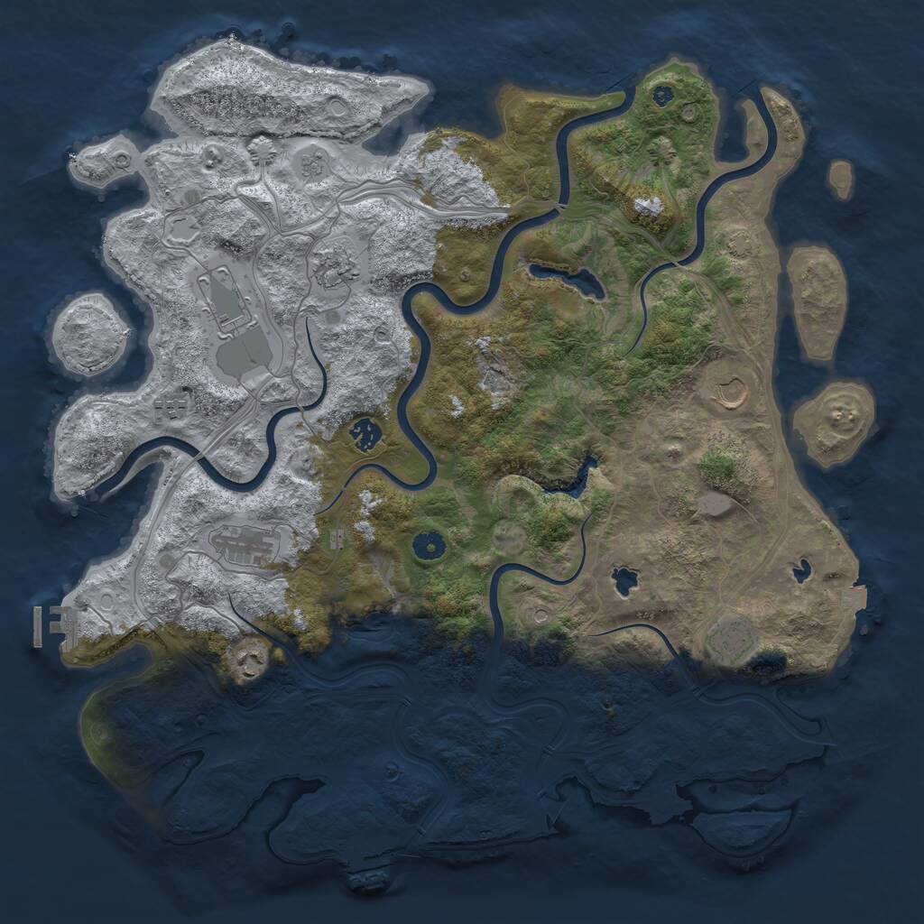 Rust Map: Procedural Map, Size: 4500, Seed: 2112609677, 14 Monuments