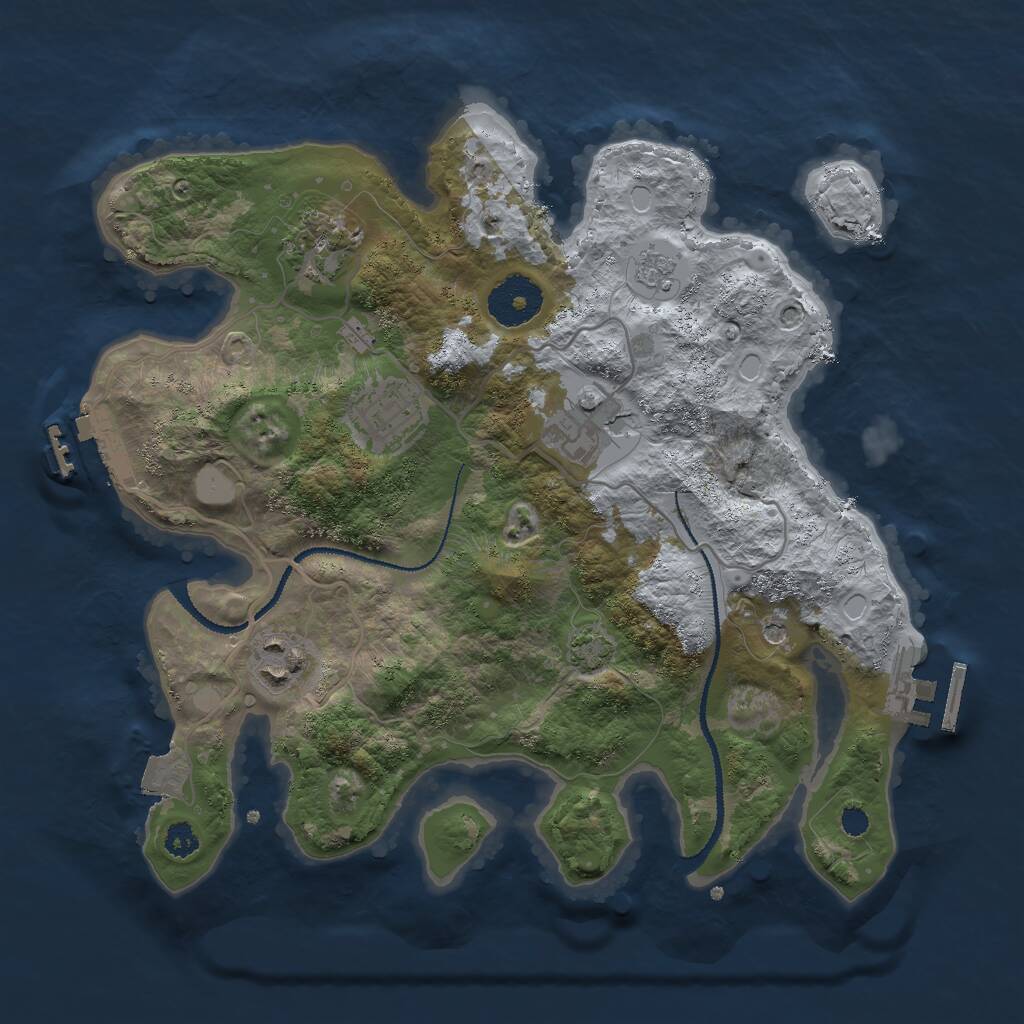 Rust Map: Procedural Map, Size: 3000, Seed: 342342, 10 Monuments