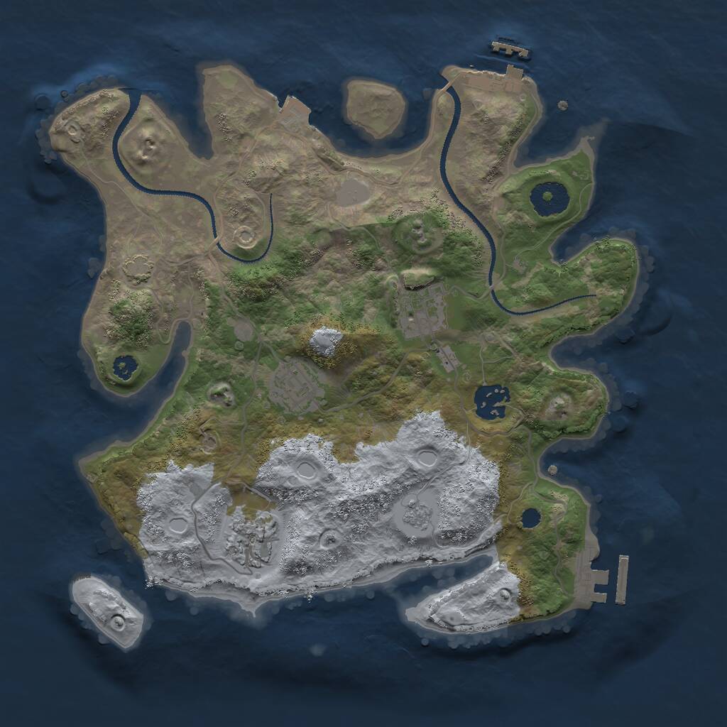 Rust Map: Procedural Map, Size: 3000, Seed: 1065104502, 9 Monuments