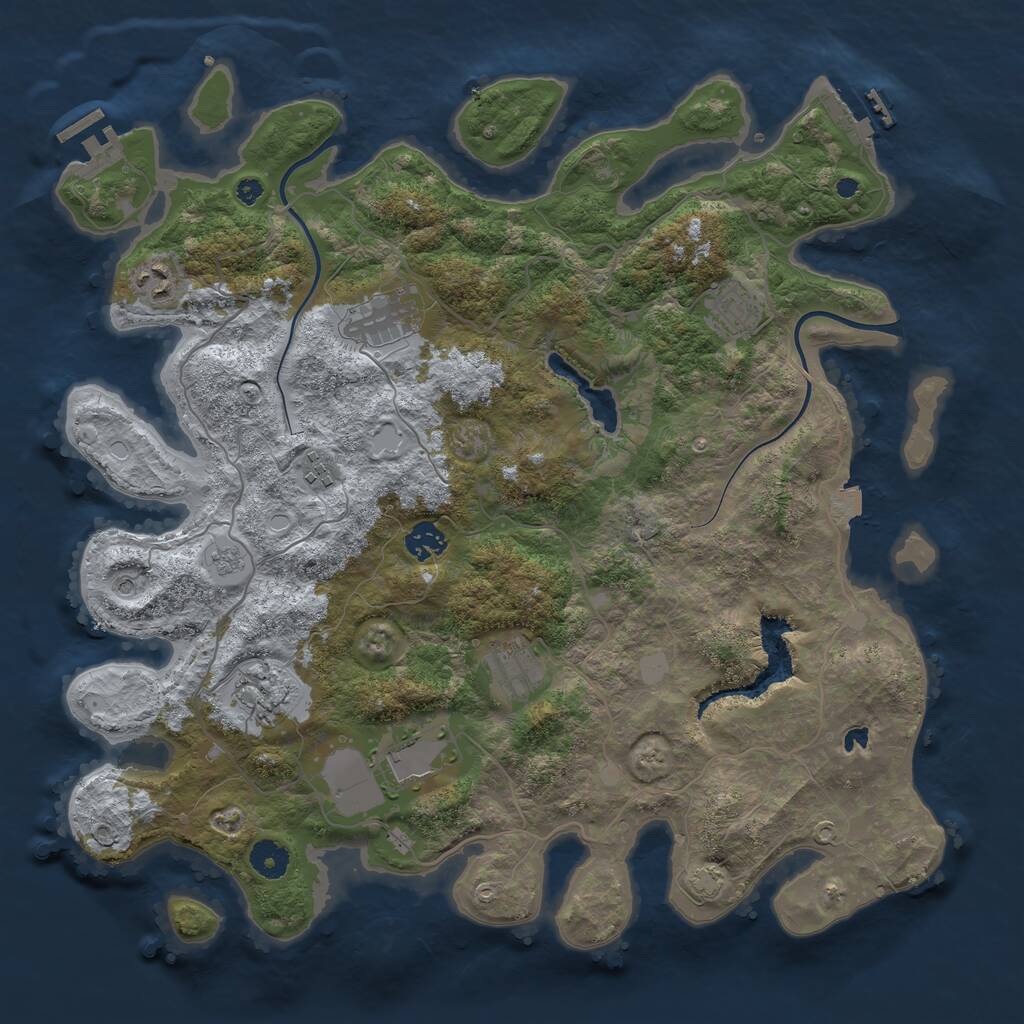 Rust Map: Procedural Map, Size: 4000, Seed: 28772, 14 Monuments
