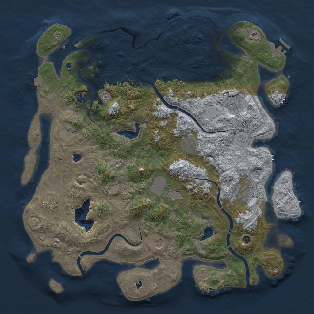 Rust Map: Procedural Map, Size: 4500, Seed: 184499627, 16 Monuments