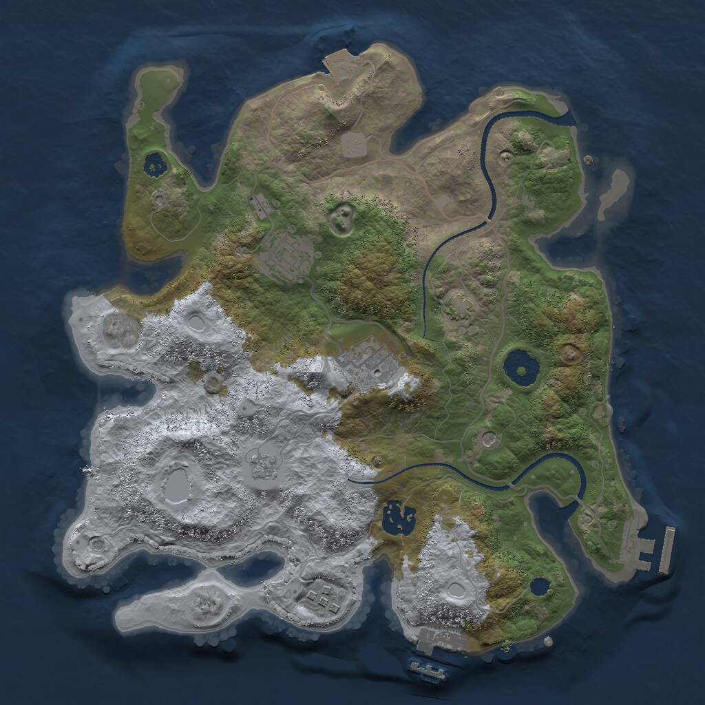 Rust Map: Procedural Map, Size: 3000, Seed: 1090736492, 10 Monuments