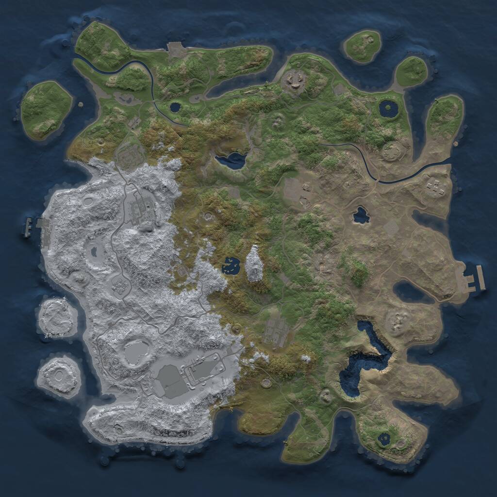 Rust Map: Procedural Map, Size: 4000, Seed: 9311, 14 Monuments