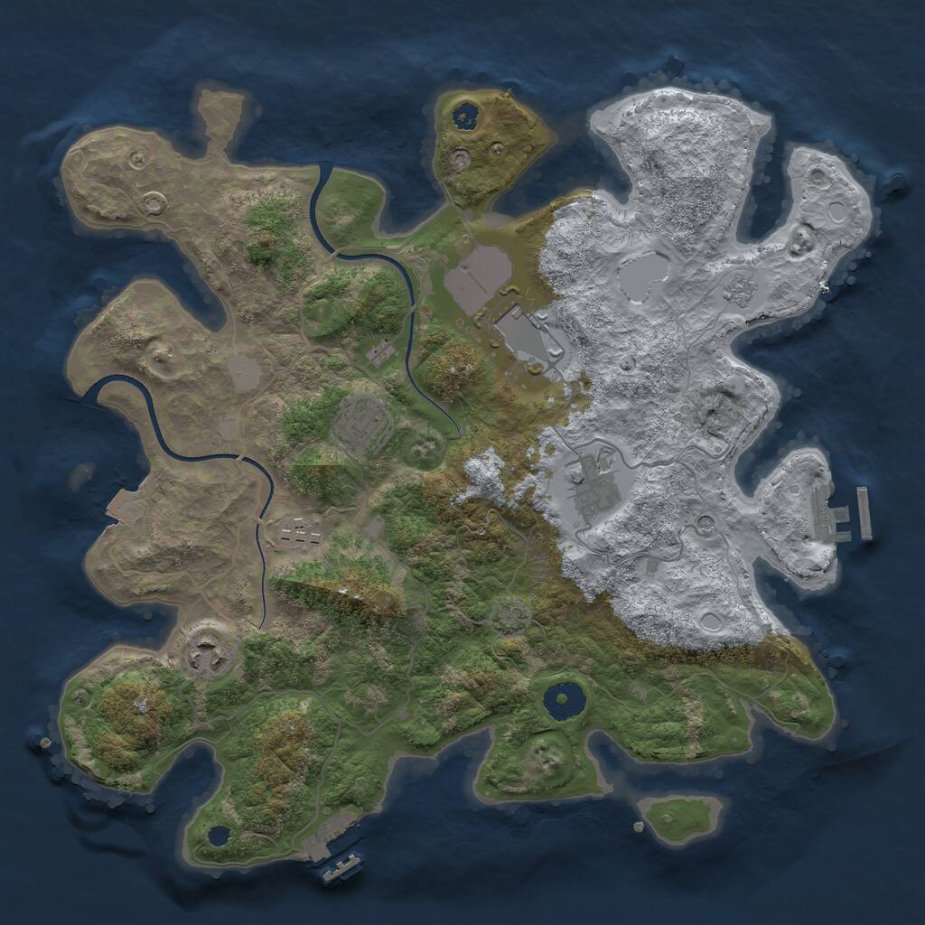 Rust Map: Procedural Map, Size: 3500, Seed: 529592716, 11 Monuments