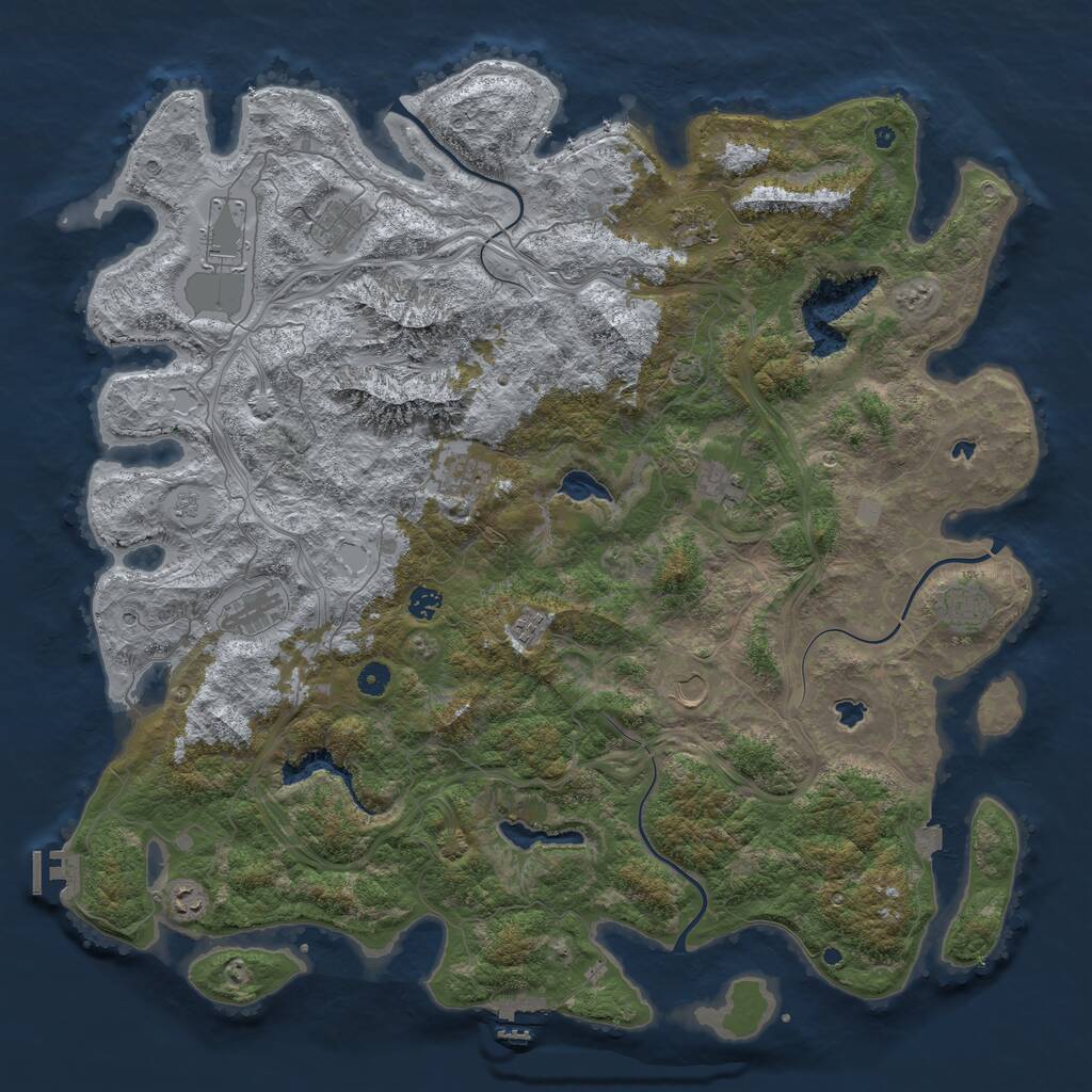 Rust Map: Procedural Map, Size: 5000, Seed: 5478, 17 Monuments