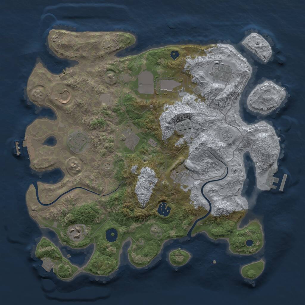 Rust Map: Procedural Map, Size: 3500, Seed: 3123, 15 Monuments
