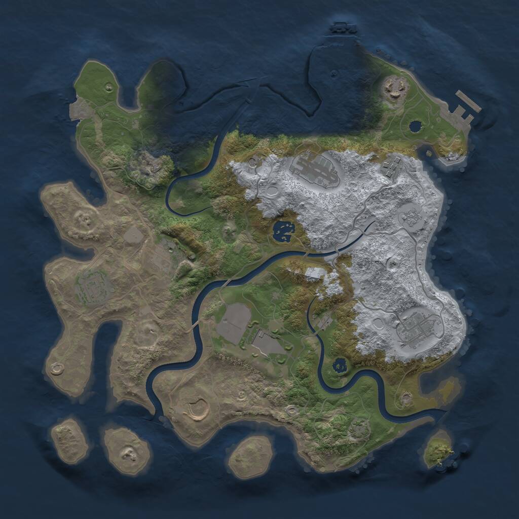 Rust Map: Procedural Map, Size: 3500, Seed: 2000680649, 15 Monuments