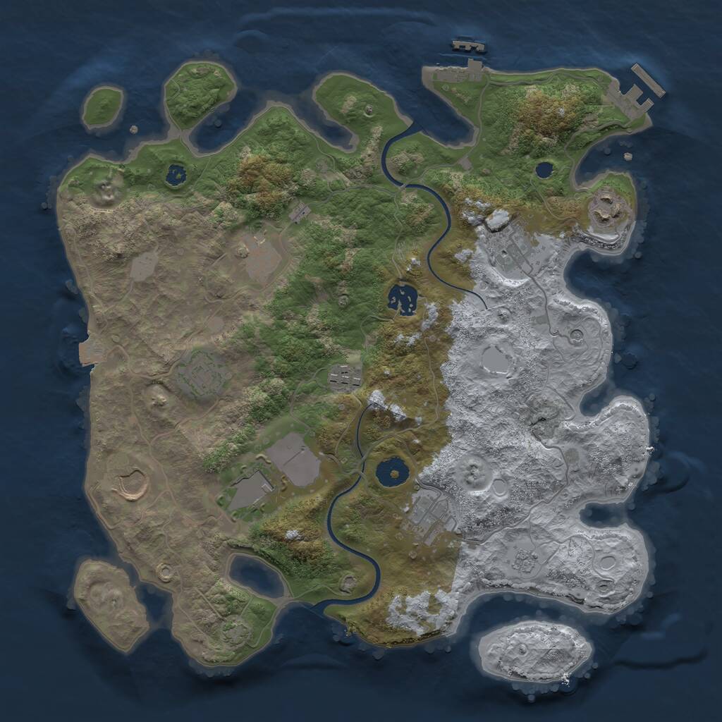 Rust Map: Procedural Map, Size: 3500, Seed: 167294726, 15 Monuments
