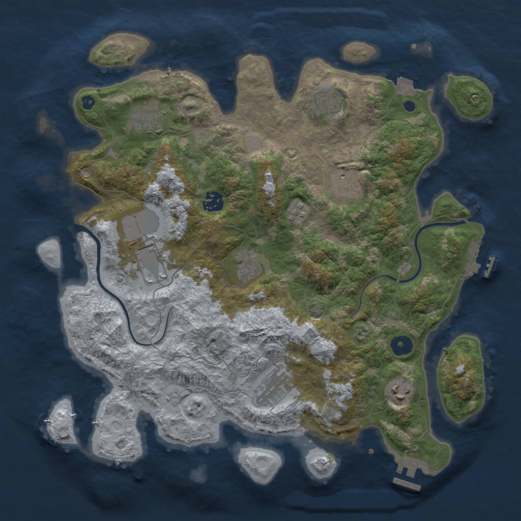 Rust Map: Procedural Map, Size: 3750, Seed: 697841200, 14 Monuments