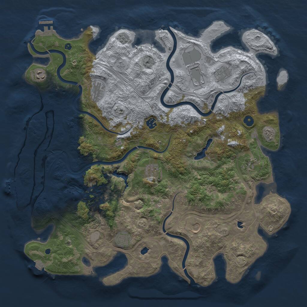 Rust Map: Procedural Map, Size: 4500, Seed: 1828286390, 16 Monuments