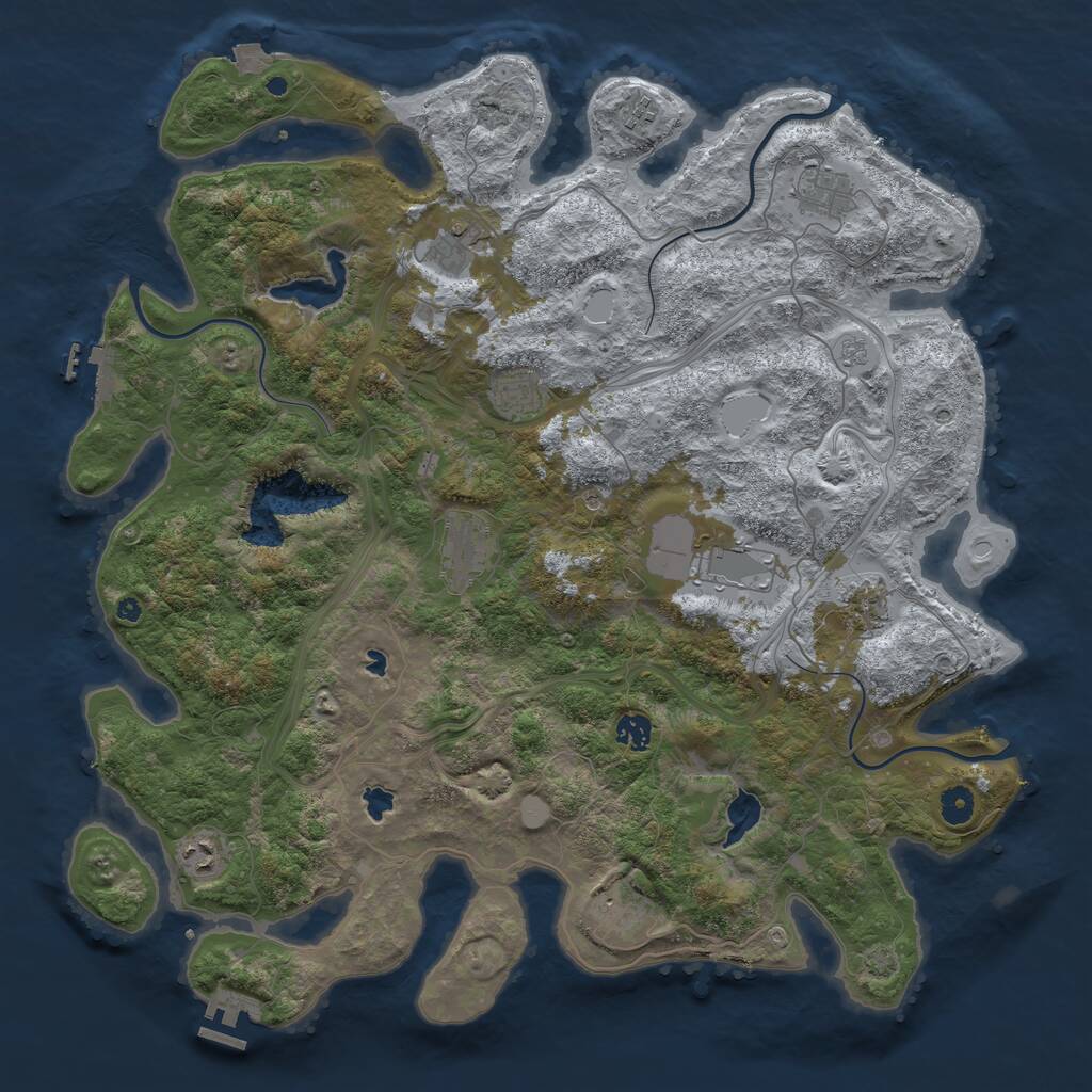 Rust Map: Procedural Map, Size: 4500, Seed: 211769990, 16 Monuments