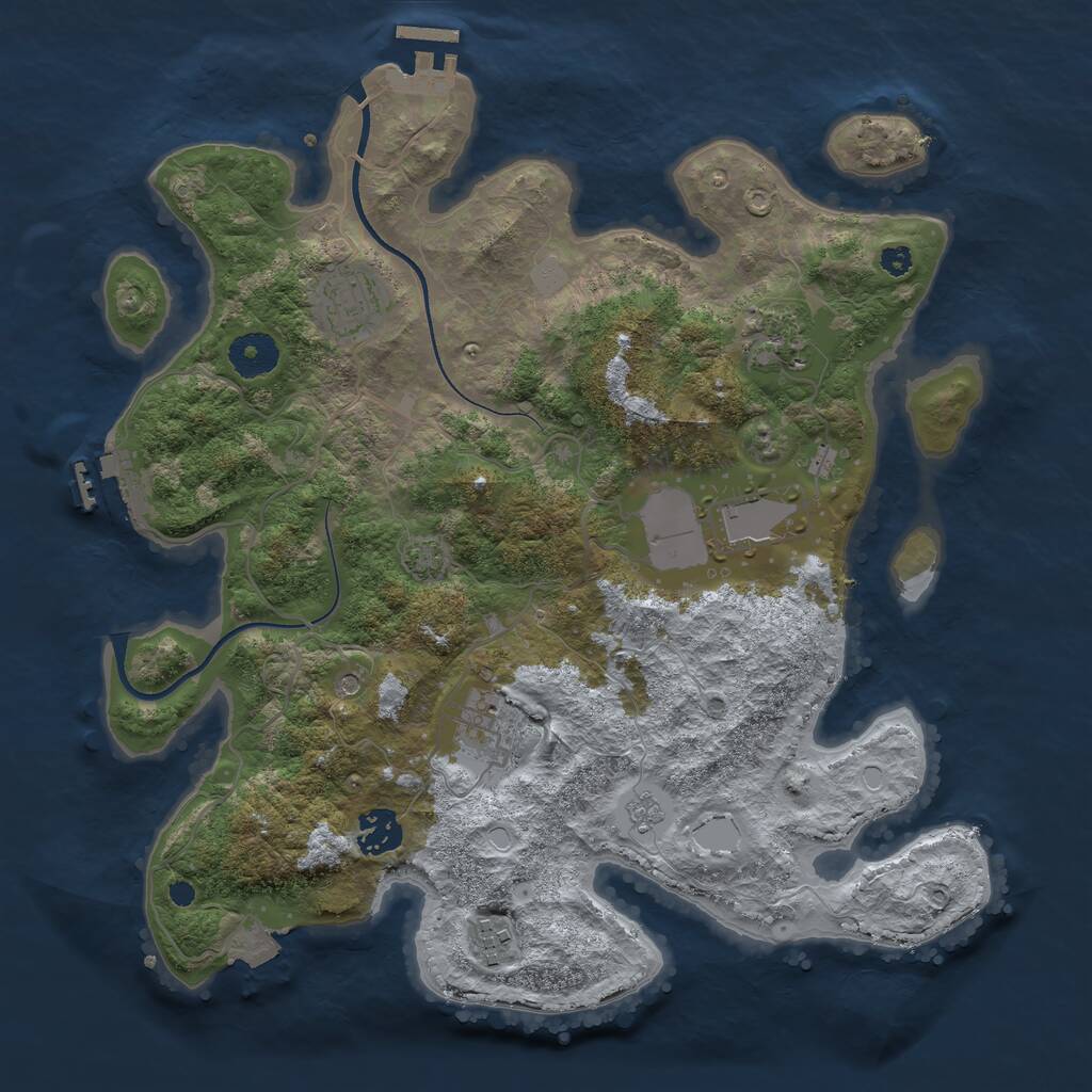 Rust Map: Procedural Map, Size: 3500, Seed: 894876183, 12 Monuments