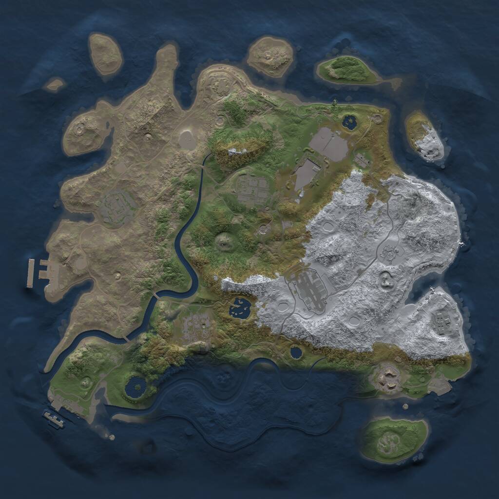 Rust Map: Procedural Map, Size: 3500, Seed: 766744, 14 Monuments