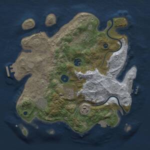 Thumbnail Rust Map: Procedural Map, Size: 3000, Seed: 766744, 11 Monuments