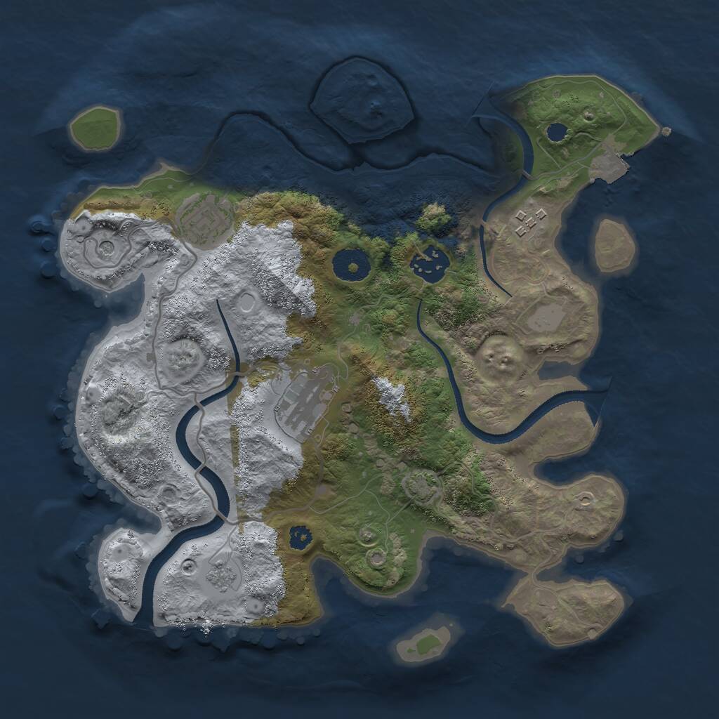 Rust Map: Procedural Map, Size: 3000, Seed: 6734, 8 Monuments