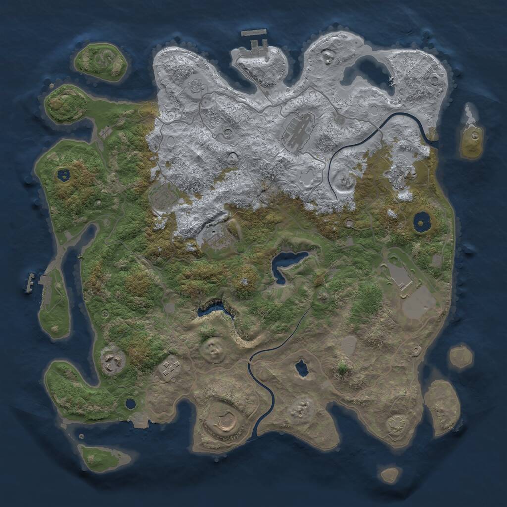 Rust Map: Procedural Map, Size: 4000, Seed: 243736283, 14 Monuments