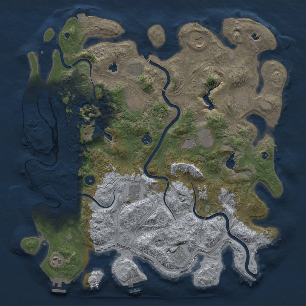 Rust Map: Procedural Map, Size: 4500, Seed: 46789, 17 Monuments