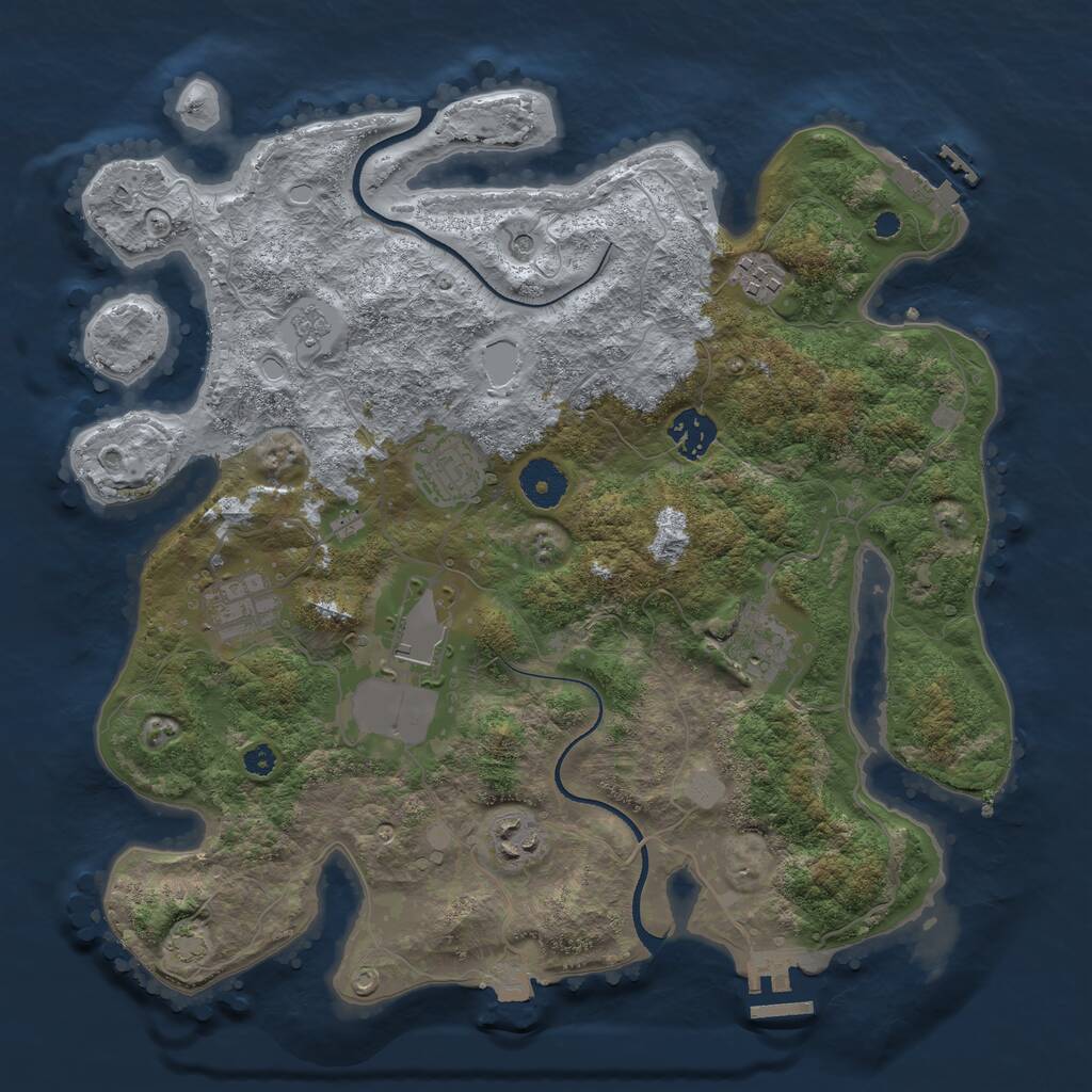 Rust Map: Procedural Map, Size: 3500, Seed: 1432689605, 13 Monuments
