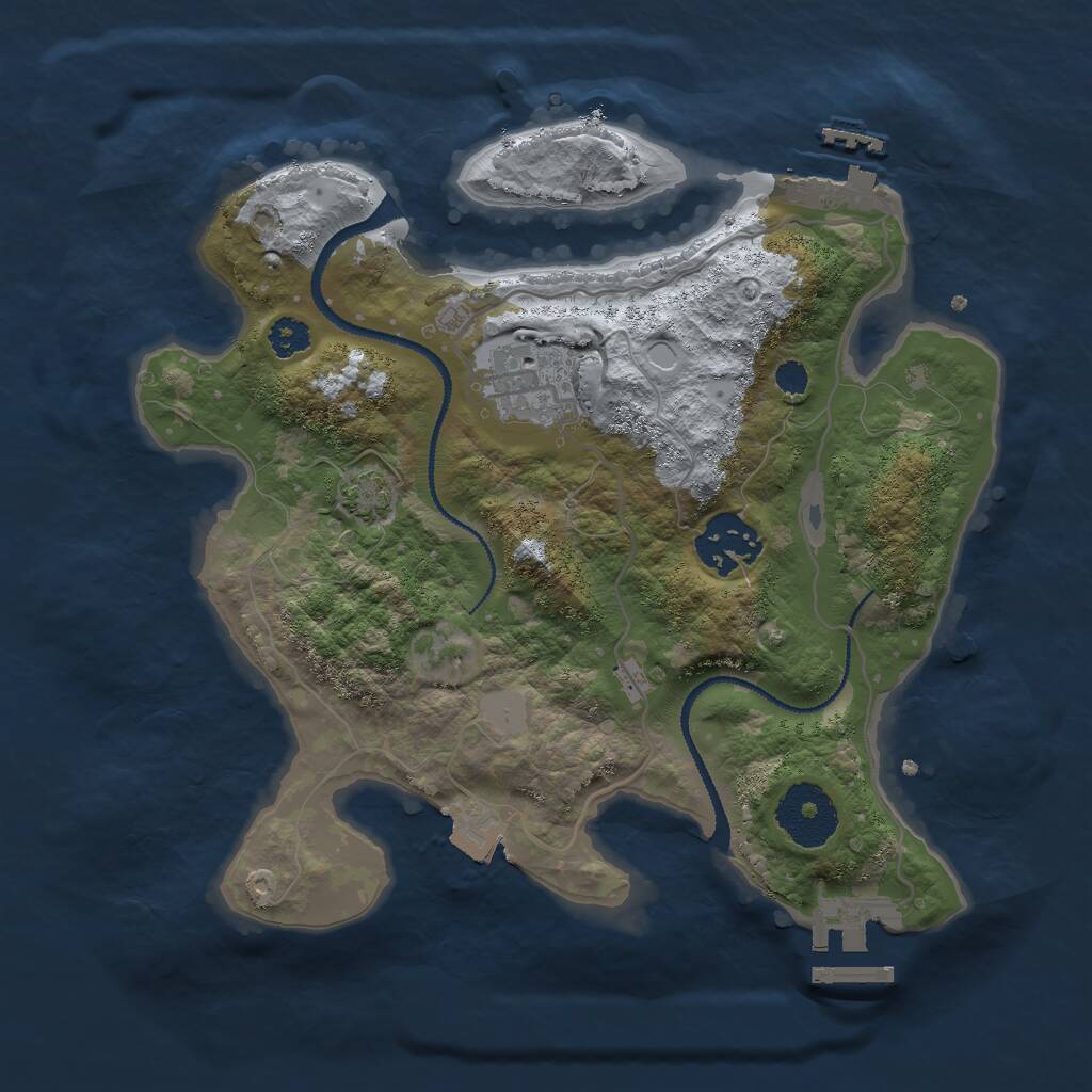 Rust Map: Procedural Map, Size: 2700, Seed: 221592114, 6 Monuments