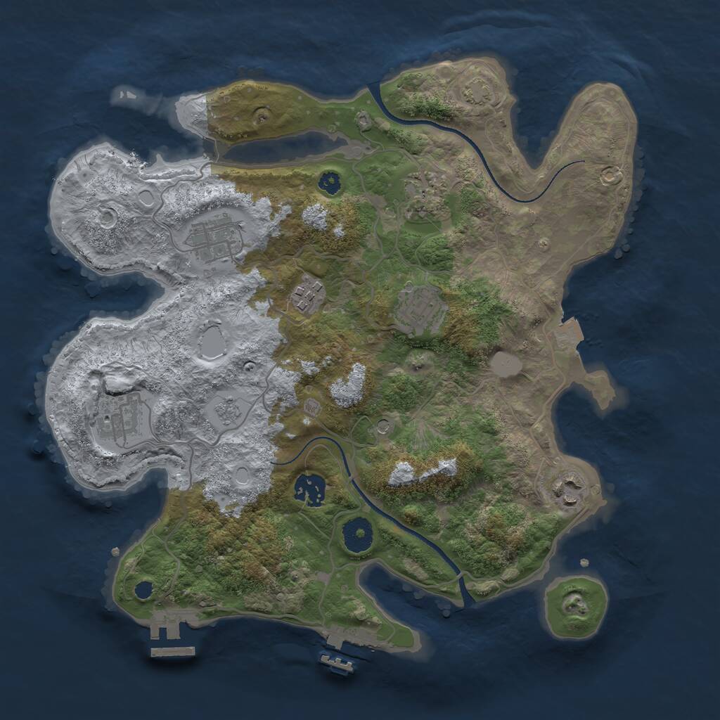 Rust Map: Procedural Map, Size: 3300, Seed: 365894113, 13 Monuments