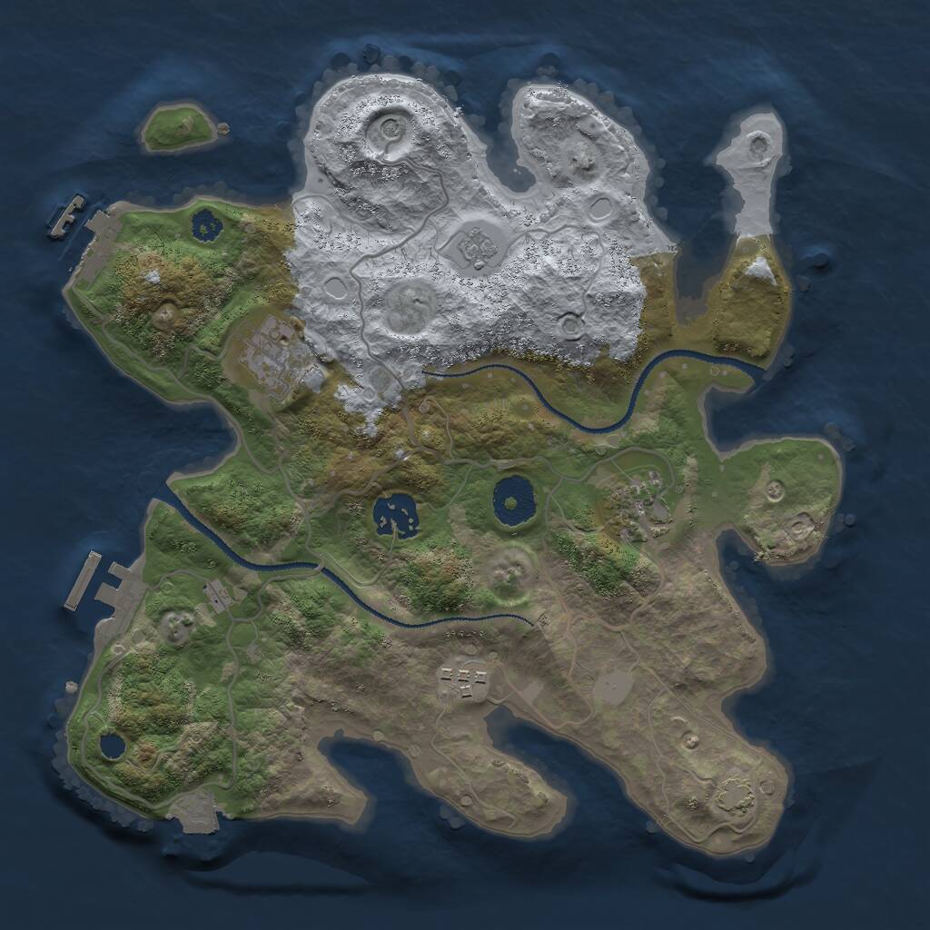 Rust Map: Procedural Map, Size: 3000, Seed: 965055495, 10 Monuments