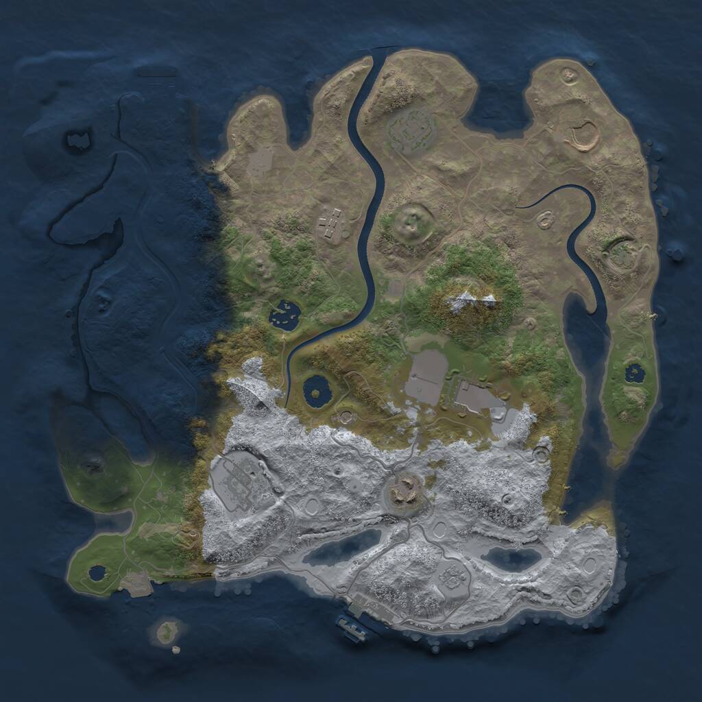 Rust Map: Procedural Map, Size: 3500, Seed: 943764346, 13 Monuments