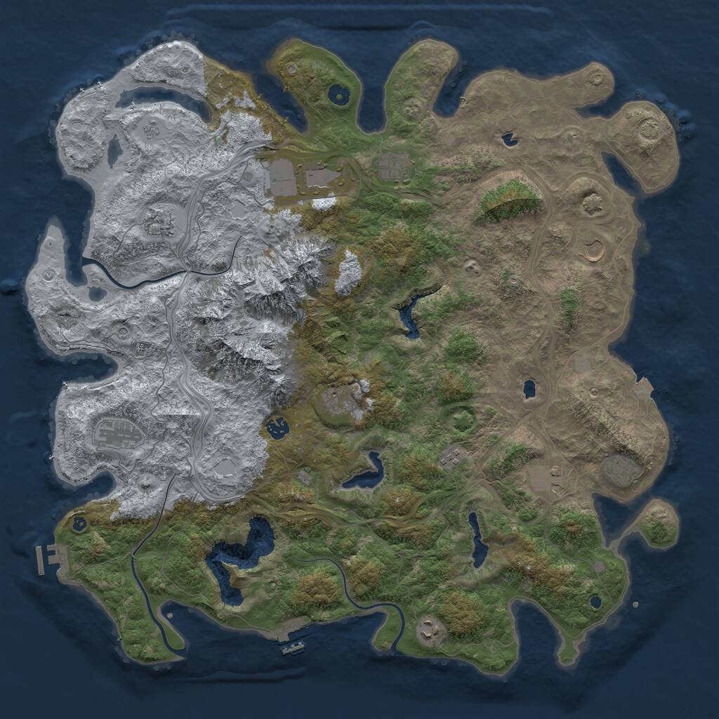 Rust Map: Procedural Map, Size: 5000, Seed: 634366610, 17 Monuments