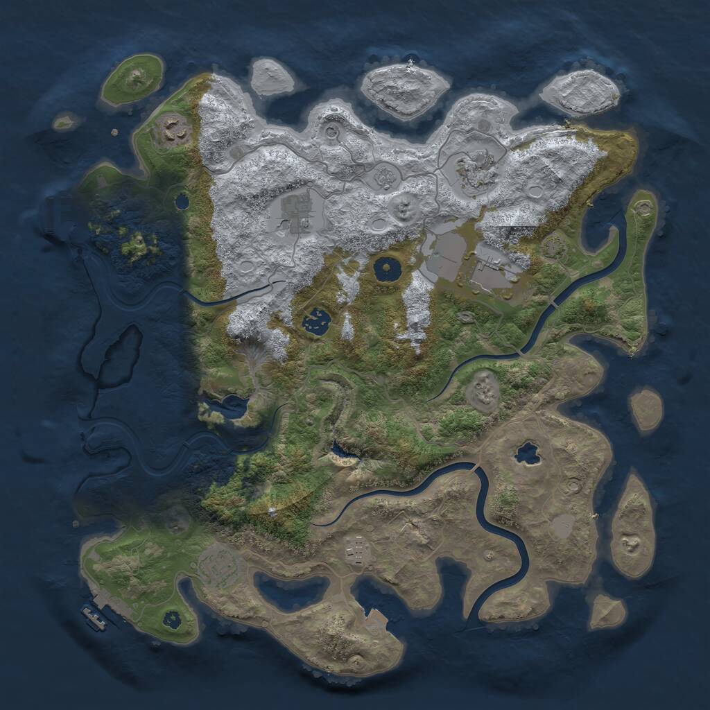 Rust Map: Procedural Map, Size: 4000, Seed: 202504, 13 Monuments