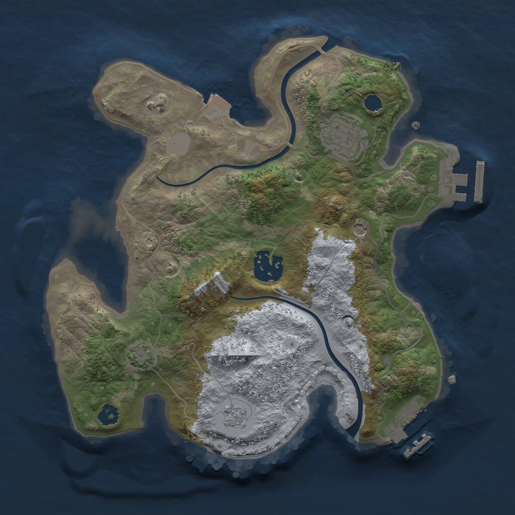 Rust Map: Procedural Map, Size: 2500, Seed: 106284289, 8 Monuments