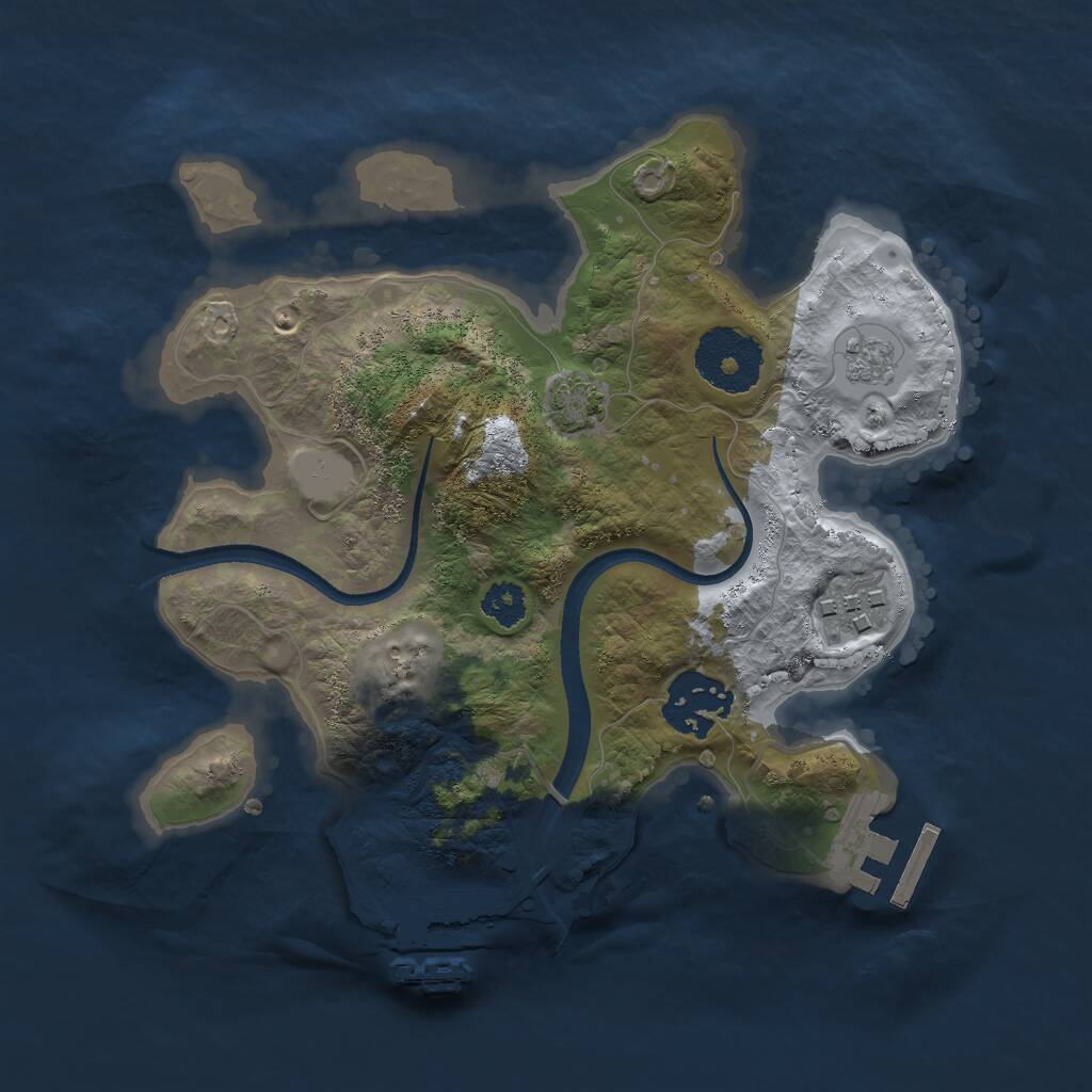 Rust Map: Procedural Map, Size: 2500, Seed: 1262243108, 7 Monuments
