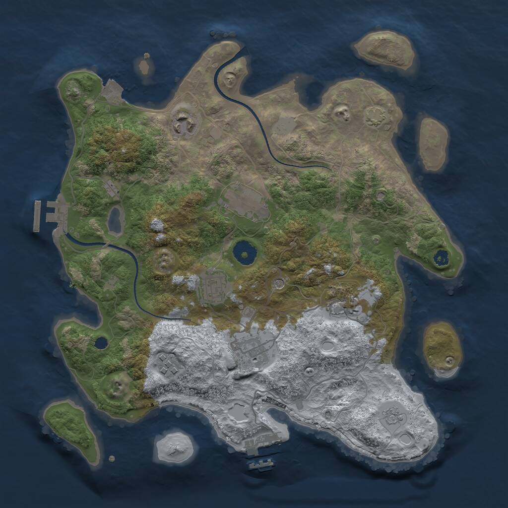 Rust Map: Procedural Map, Size: 3250, Seed: 896851568, 12 Monuments