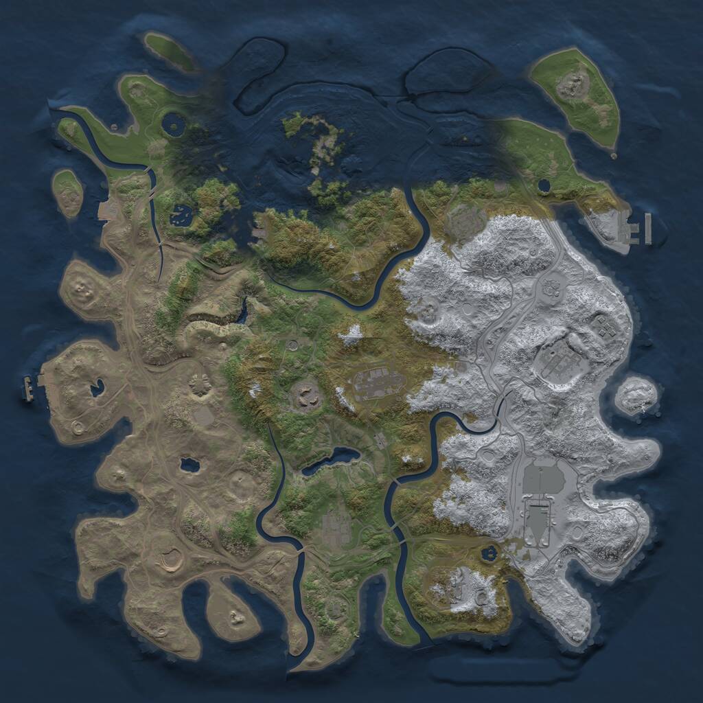 Rust Map: Procedural Map, Size: 4500, Seed: 93443607, 17 Monuments