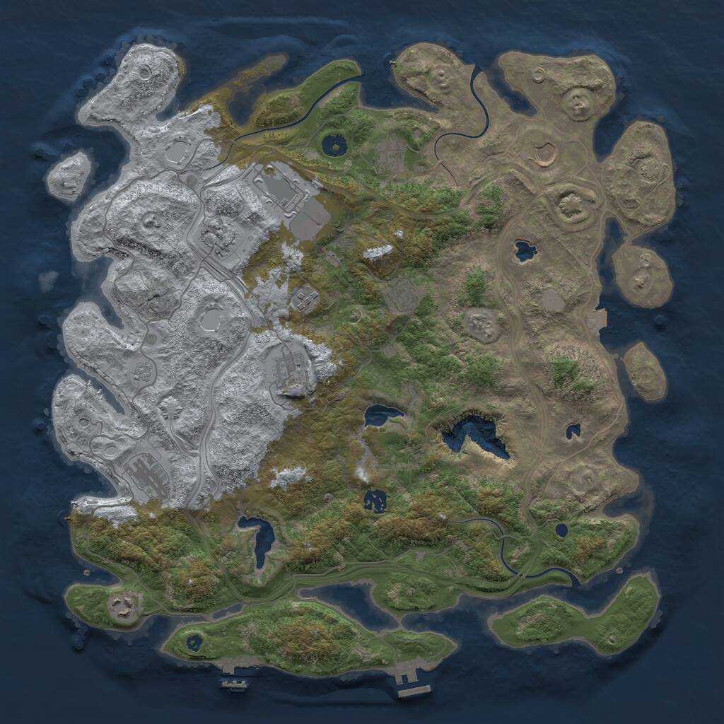 Rust Map: Procedural Map, Size: 4500, Seed: 1265993845, 16 Monuments