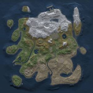 Thumbnail Rust Map: Procedural Map, Size: 3000, Seed: 1186464528, 9 Monuments