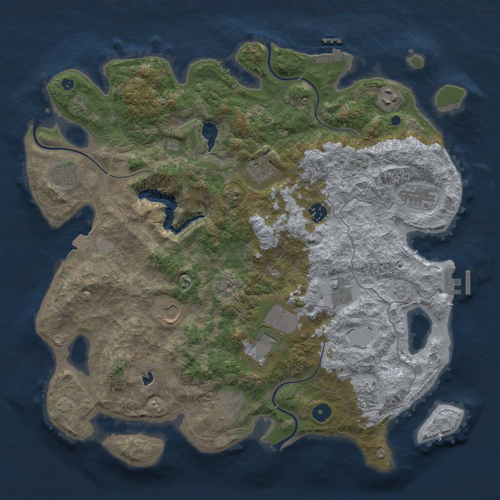 Rust Map: Procedural Map, Size: 4150, Seed: 830148284, 17 Monuments
