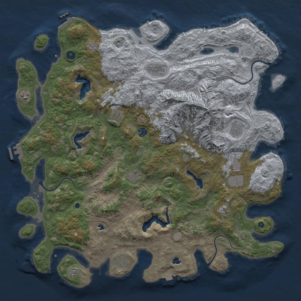 Rust Map: Procedural Map, Size: 5000, Seed: 1271193543, 16 Monuments