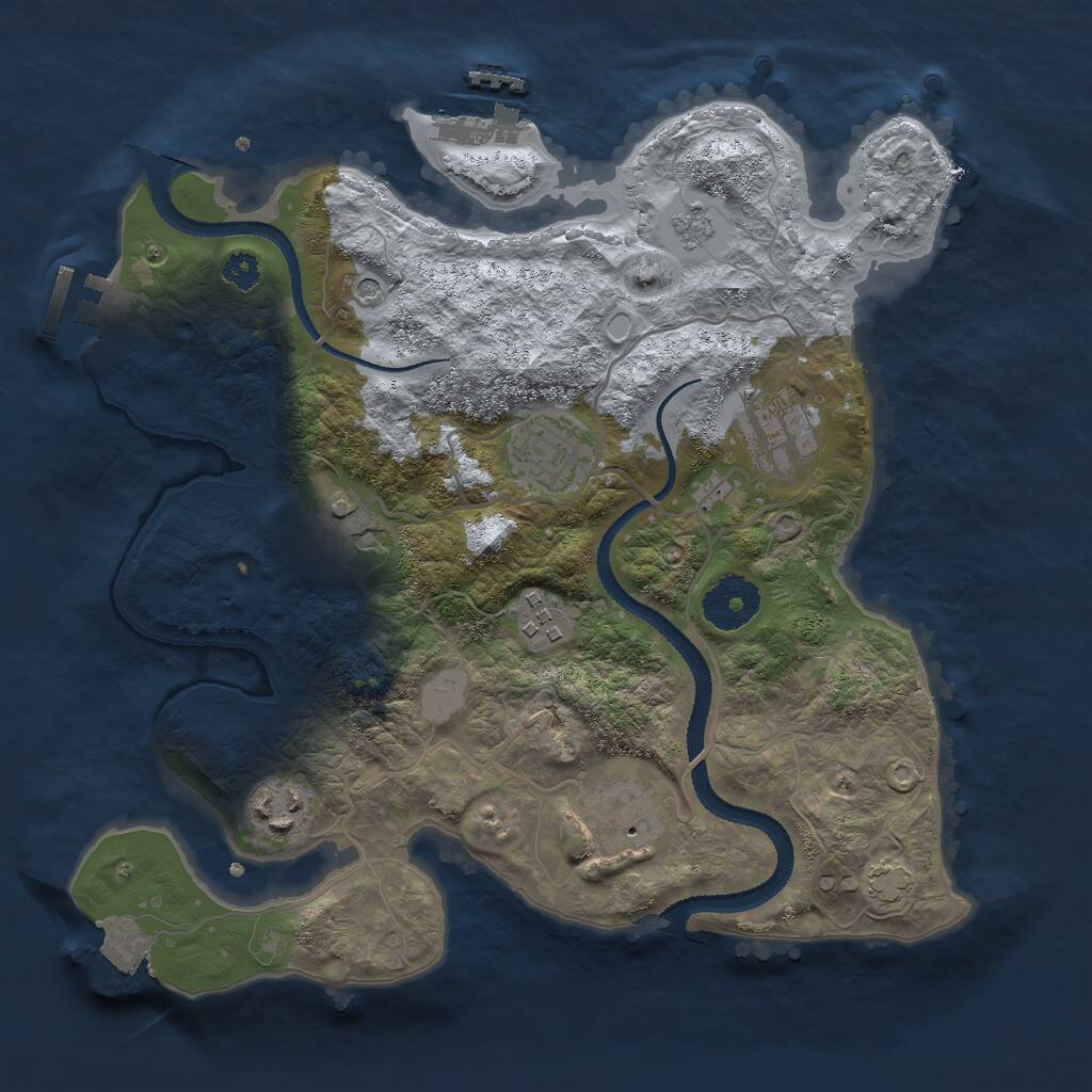 Rust Map: Procedural Map, Size: 3000, Seed: 2874, 12 Monuments