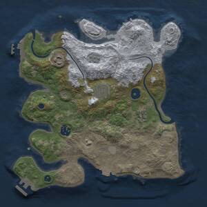 Thumbnail Rust Map: Procedural Map, Size: 3000, Seed: 2874, 11 Monuments