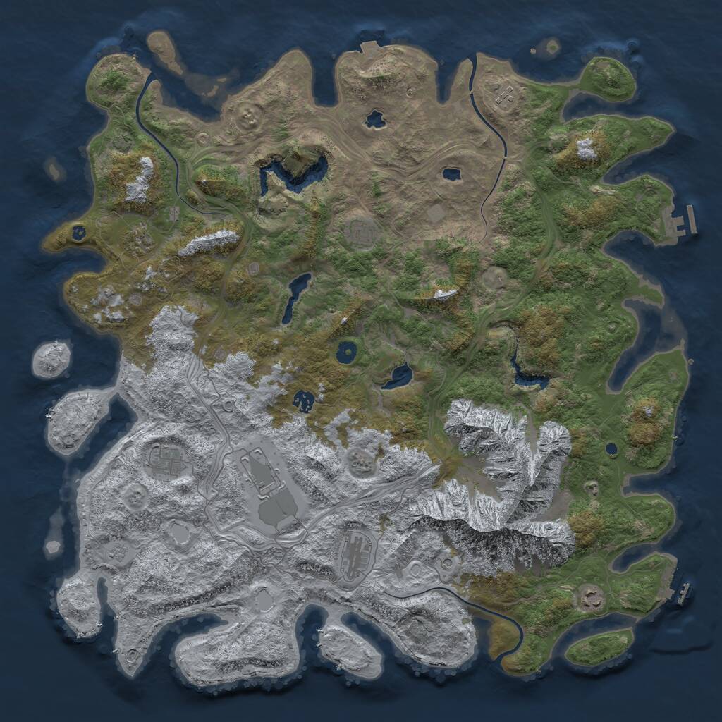 Rust Map: Procedural Map, Size: 5000, Seed: 1571824323, 14 Monuments